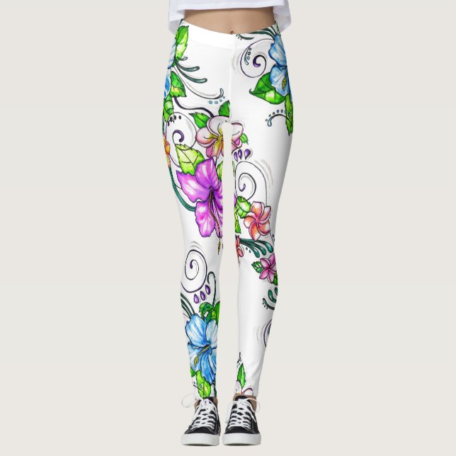 Leggings das flores do hibisco (Frente)