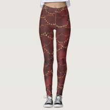 Leggings das luzes do feriado vermelho
