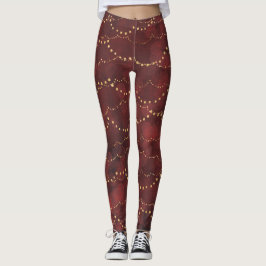 Leggings das luzes do feriado vermelho