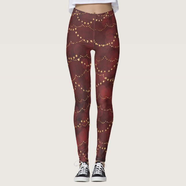 Leggings das luzes do feriado vermelho (Frente)