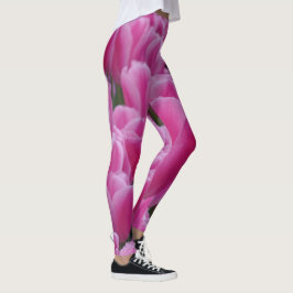 Leggings das tulipas cor-de-rosa