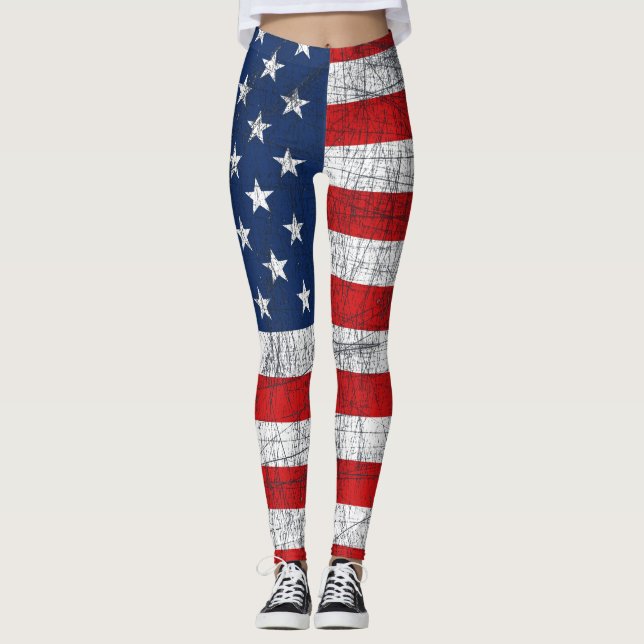 Leggings de 4 de julho, a bandeira americana em ap (Frente)