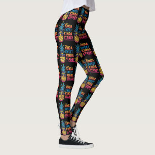 Leggings de abacaxi tipo doce e esfaqueada