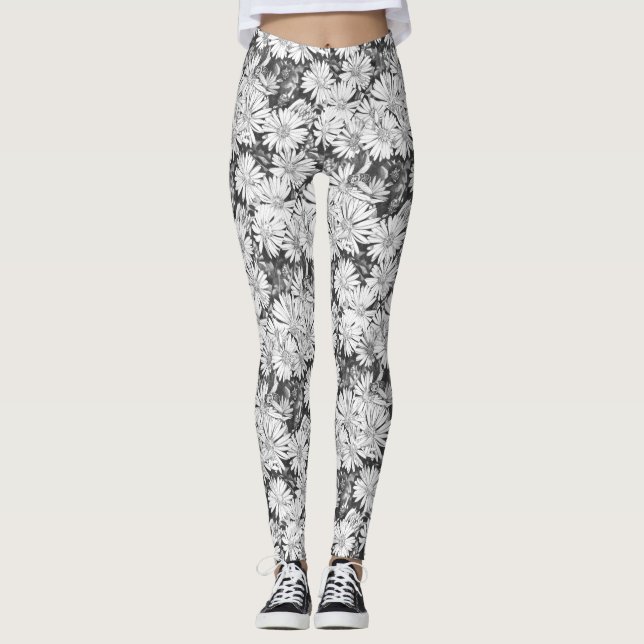 Leggings de Abelhas Flores Calças Esticadas (Frente)