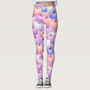 Leggings de Abóbora Pastel de Halloween com Brilho