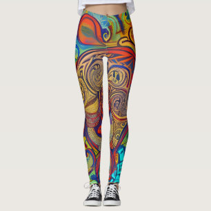 Leggings de Abstrato de arte lindas e tradicionais