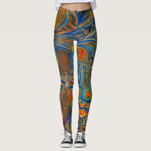 Leggings de Abstrato de arte lindas e tradicionais