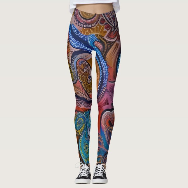 Leggings de Abstrato de arte lindas e tradicionais (Frente)