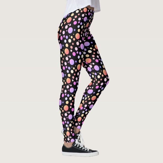 Leggings de Abstrato de Bolas Coloridas Focadas (Direita)