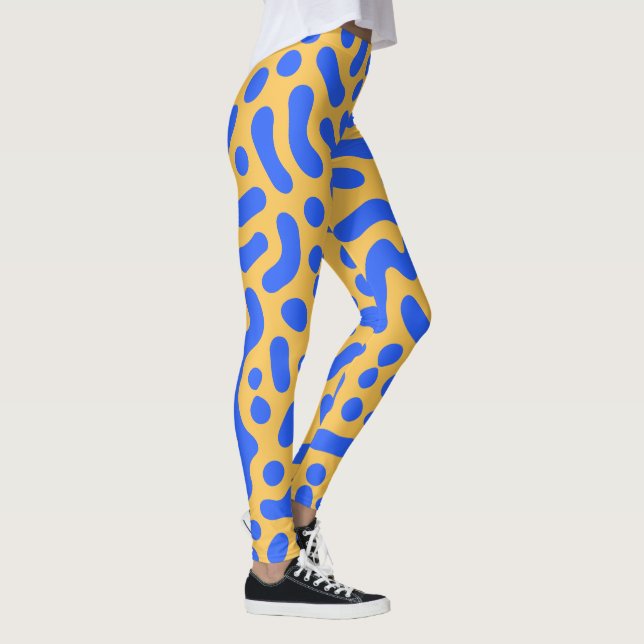 Leggings de Abstrato de padrão de teste | Azul e D (Direita)