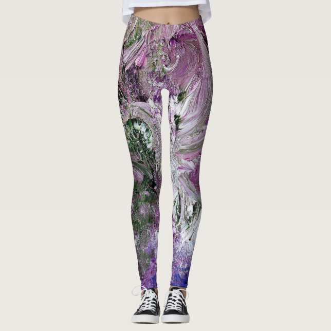 Leggings de Abstrato de roxo funky (Frente)