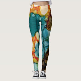 Leggings de Abstrato de Teal Brilhante