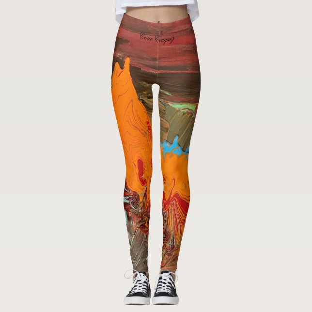 Leggings de Abstrato "Orange Burst" (Frente)