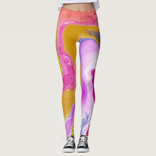Leggings de abstrato Watercolor (Frente)