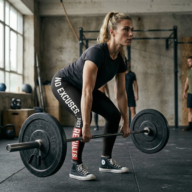 Leggings de Academia Sem Desculpas, Apenas Resulta (No excuses. Just results.
Push harder. Train stronger. Become unstoppable.)