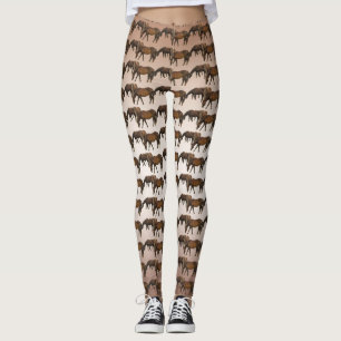 Leggings de animais com cavalos castanhos