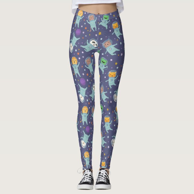 Leggings de animais espaciais legal (Frente)