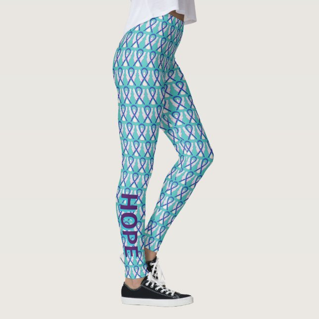 Leggings de anjo da Fita de Sensibilização em Teal (Direita)