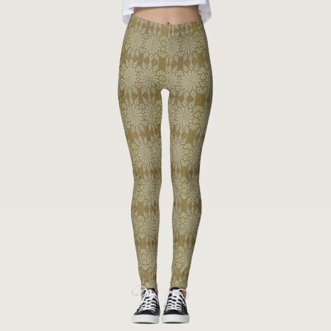Leggings de aparência de crochê na pera de cor- HA (Frente)