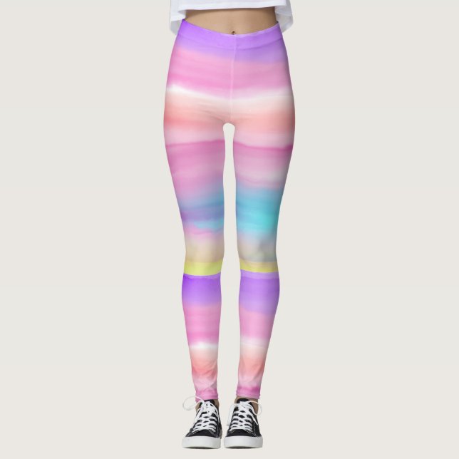 Leggings de Aquarela Arco-Íris (Frente)