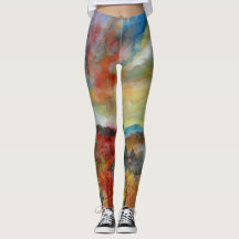 Leggings de Aquarelas do Outono