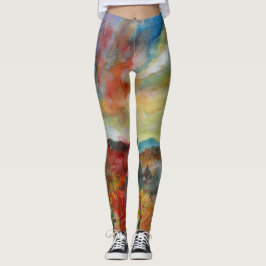 Leggings de Aquarelas do Outono