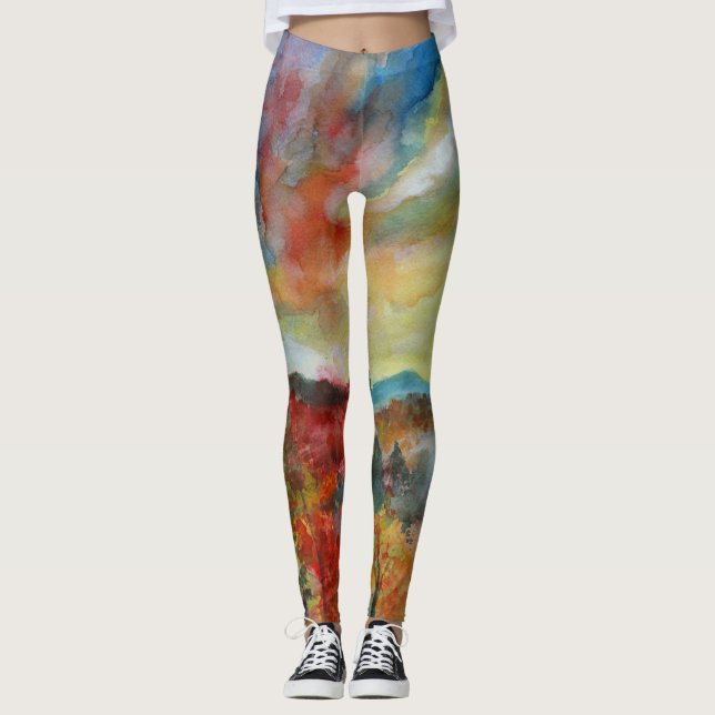 Leggings de Aquarelas do Outono (Frente)