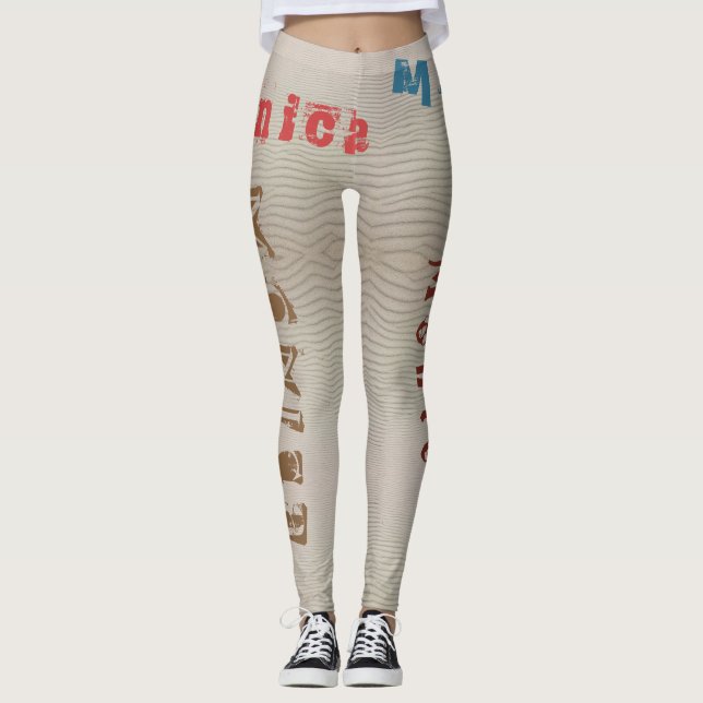 Leggings de Areia do Deserto de Nome Personalizado (Frente)