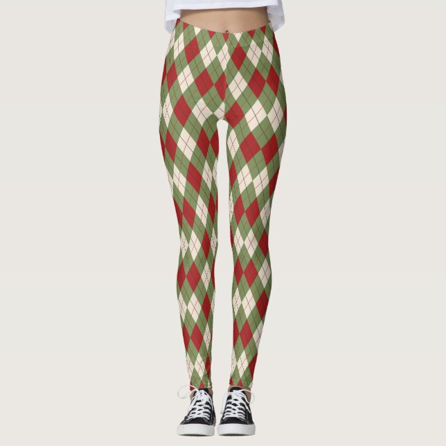 Leggings de Argyle de Natal (Frente)