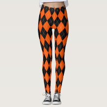 Leggings de Argyle Preto e Laranja