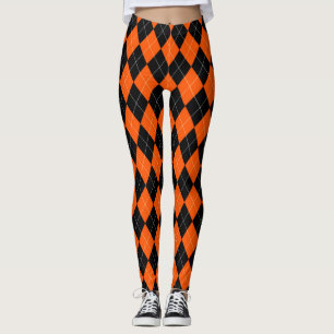 Leggings de Argyle Preto e Laranja
