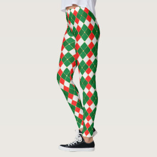 Leggings De Argyle Vermelho E Verde