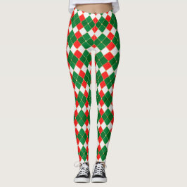 Leggings De Argyle Vermelho E Verde