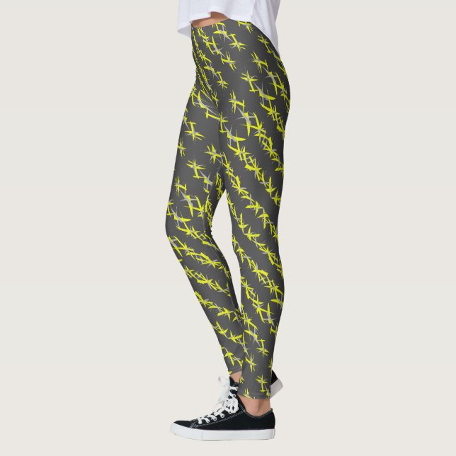 Leggings de arte abstrata em cores pastel amarelo  (Esquerda)