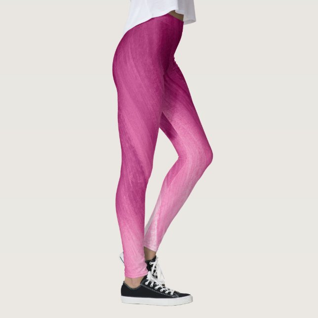 Leggings de arte abstrata rosa escuro a branco (Direita)