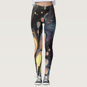 Leggings de arte abstrato iridescentes