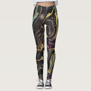 Leggings de arte abstrato iridescentes