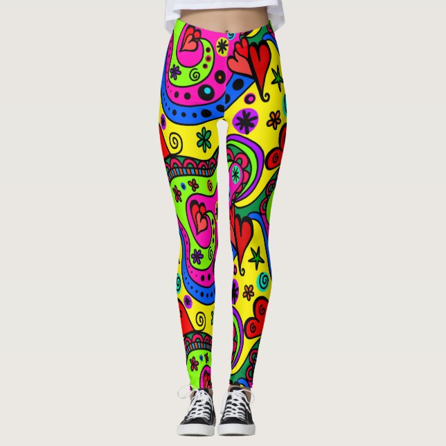 Leggings de Arte Colorida Selvagens (Frente)