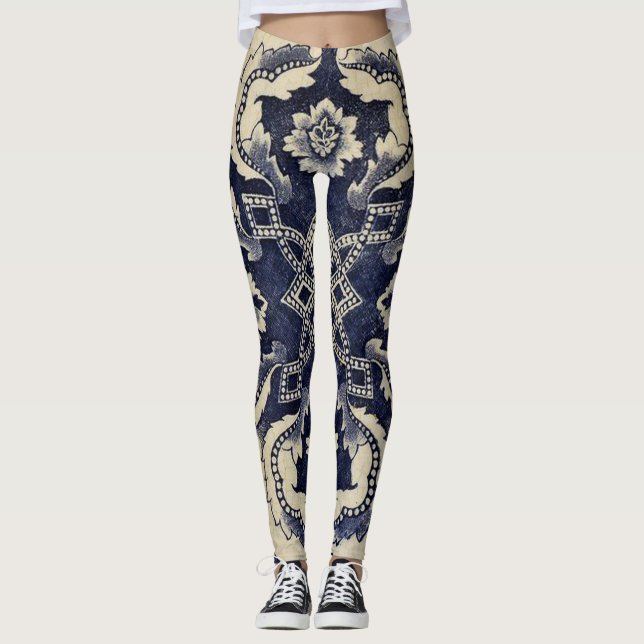 Leggings de Arte Corporal Indigo Tattoo Faux (Frente)