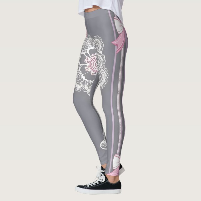 Leggings de arte de IA rosa e cinza (Esquerda)