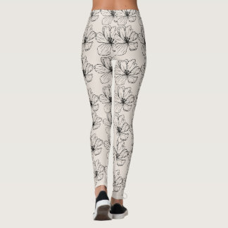 Leggings de Arte de Linha Floral Minimalista
