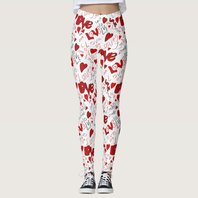 Leggings de Arte de Texto de Amor (Frente)