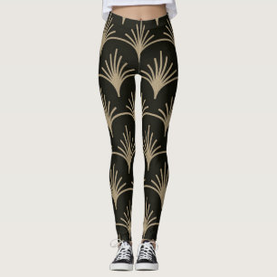 Leggings de Arte Deco Marrom e Bege Design