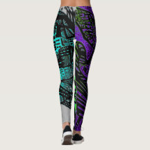 Leggings de arte digital legal de Abstrato preto r