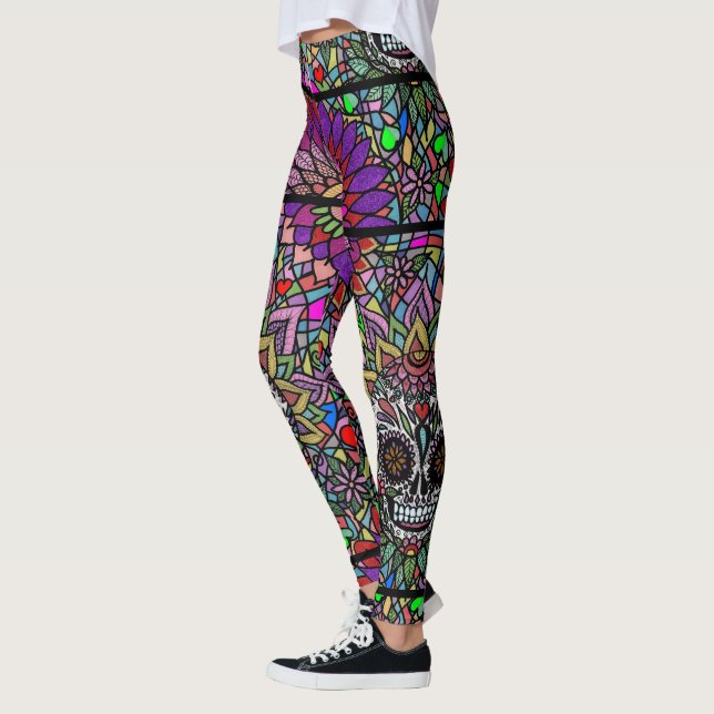 Leggings de Arte do Crânio do Açúcar (Esquerda)