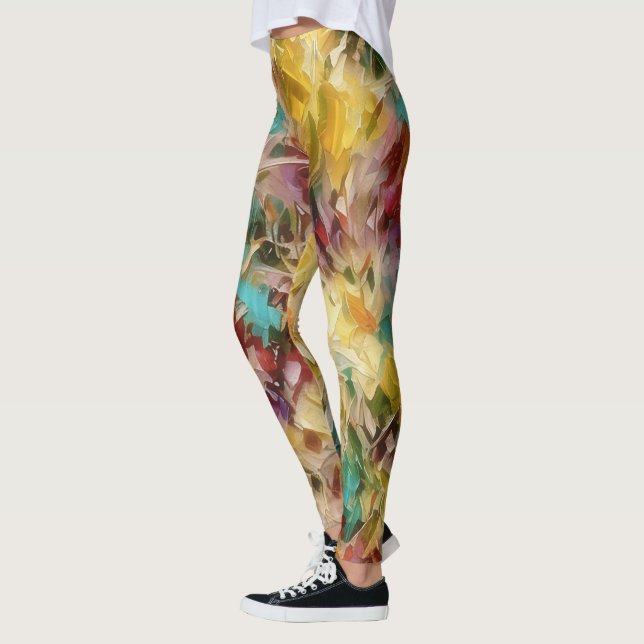 Leggings de Arte Floral Abstrata Colorida (Esquerda)