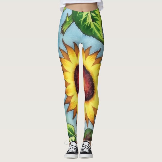 Leggings de Arte Floral Giant Sunflower (Frente)