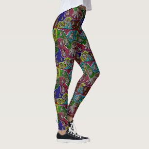 Leggings de Arte Ponto Octopus Azul Aninhado Aussi