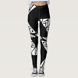 Leggings de arte pretas, brancas e modernas