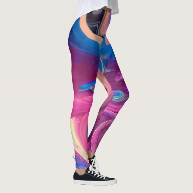 Leggings de Arte Rosa Funky (Direita)